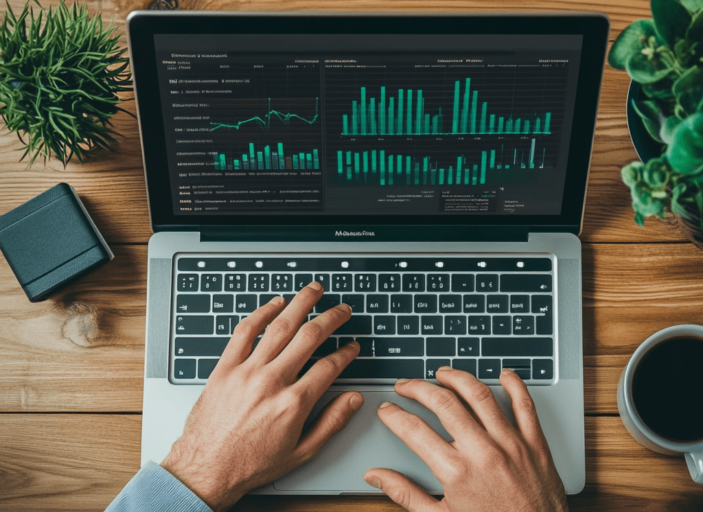 Laptop with marketing data and analytics