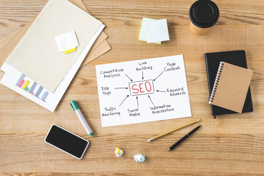 Planning an SEO campaign on paper.