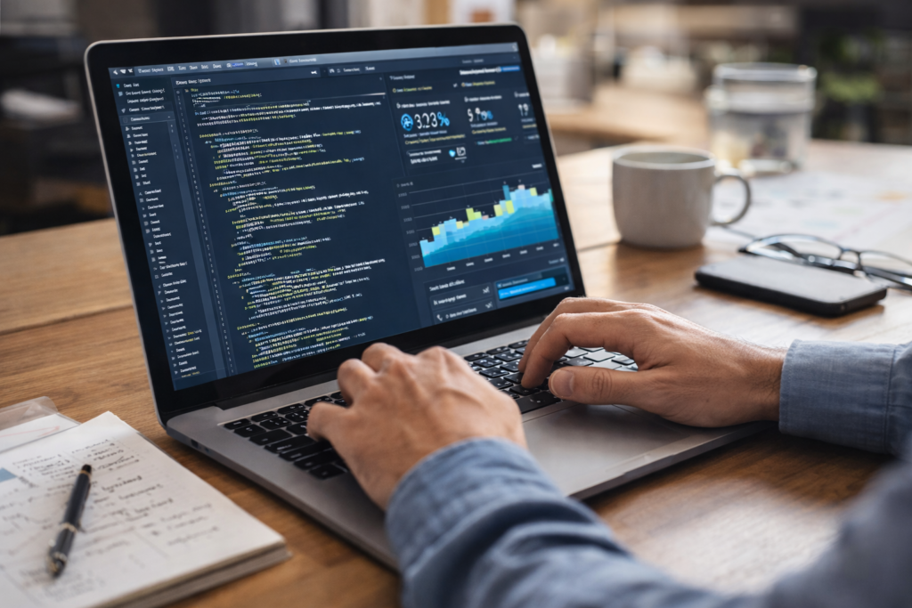 Technical SEO specialist analysing website performance and search optimisation data